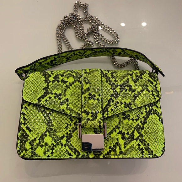 ZARA Highlighter Snake Skin Bag - Picture 1 of 3